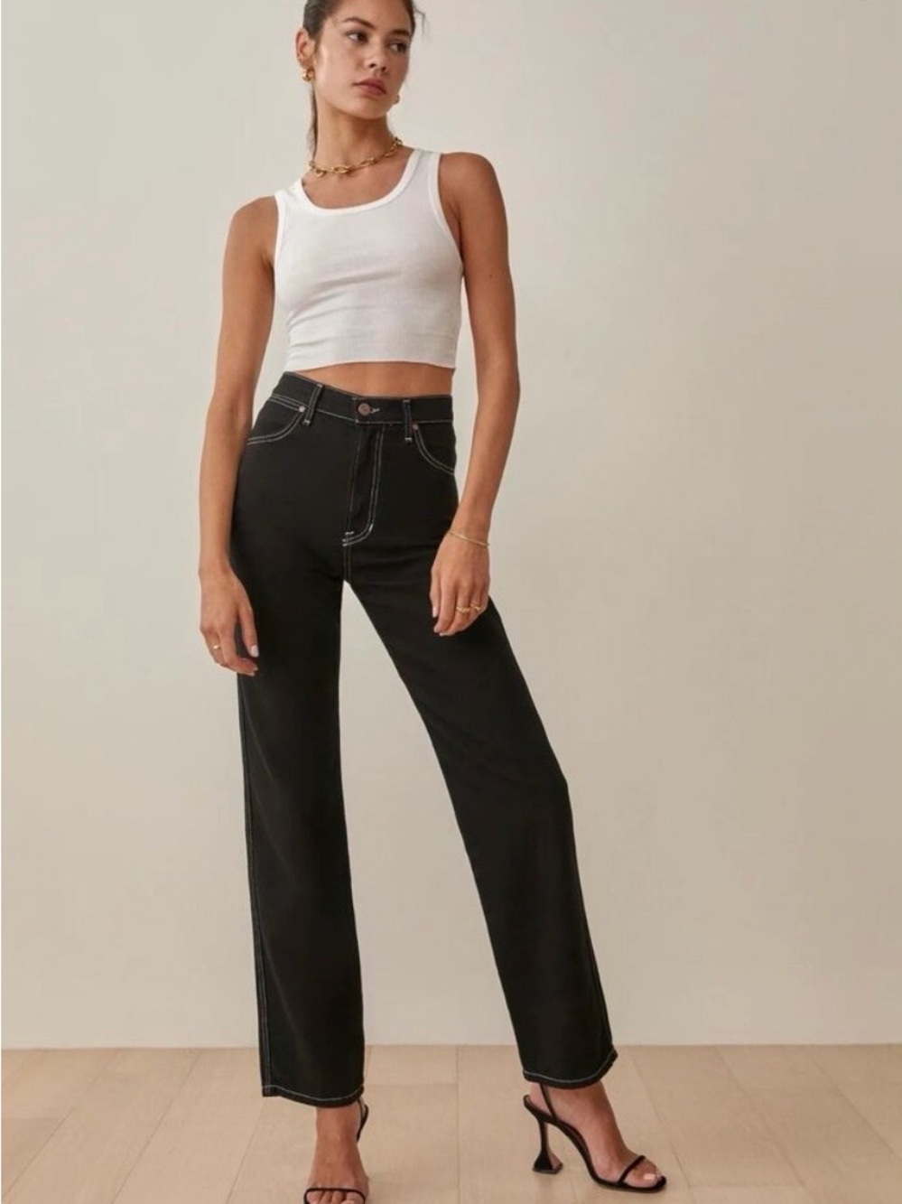 Reformation Cowboy High Rise Straight Jeans in Black